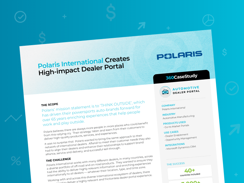 Case Study from Automotive Manufacturer Polaris International implementing a high impact Dealer Portal